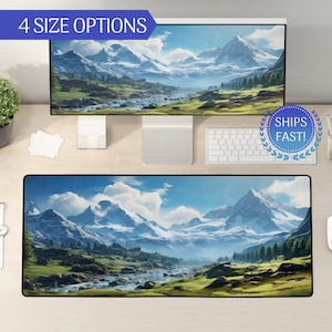 Mountain Desk Mat, Mountain Mouse Pad, Nature Desk Mat, Forest Mouse Pad, Neoprene Gaming Mat, Nature Keyboard Mat, XXL Gaming Desk Mat