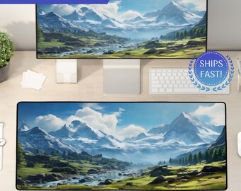 Mountain Desk Mat, Mountain Mouse Pad, Nature Desk Mat, Forest Mouse Pad, Neoprene Gaming Mat, Nature Keyboard Mat, XXL Gaming Desk Mat