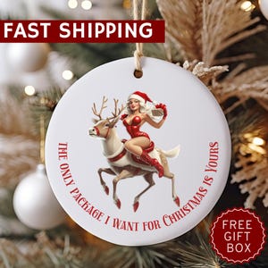 Naughty Sexy Santa Funny Christmas Ornament, Gag Gift, Funny Ornament, Tree Decor, Funny Christmas Gift, Adult Gift, Inappropriate Gift