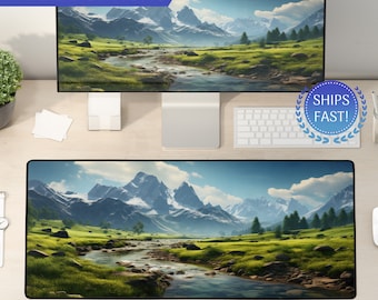 Mountain Stream, Desk Mat, Mountain Mouse Pad, Nature Desk Mat, Neoprene Gaming Mat, Nature Keyboard Mat, XXL Gaming Desk Mat