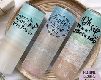 Personalized Beach Vacation Tumbler, Custom Girls Trip Tumbler Cup with Name, Family Summer Beach Vacation Trip, Girls Vacation Tumbler Gift