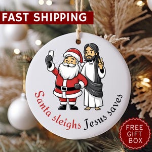 Santa Jesus Christmas Ornament, Gag Gift, Funny Ornament, Tree Decor, Christmas Gift, Adult Gift, Inappropriate Gift, White Elephant Gift