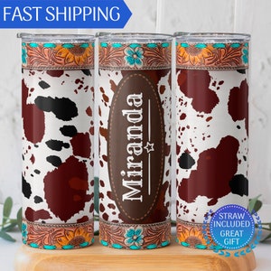 Custom Cowprint Tumbler, Turquoise gifts, Gift for mom, Gift for Besties, Cow lovers gift, Cow cup, Cow gifts, Gift for cow lover, Cow print