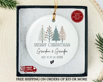 Personalized Grandparents Ornament,Custom Christmas Ornament, Pregnancy Announcement, Reveal to Grandparents, New Baby Announcement Ornament