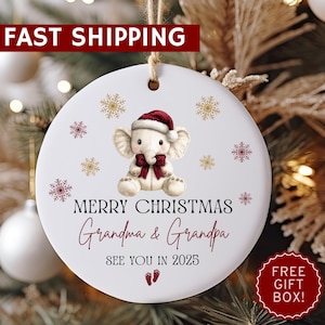 Personalized Grandparents Ornament,Custom Christmas Ornament, Pregnancy Announcement, Reveal to Grandparents, New Baby Announcement Ornament