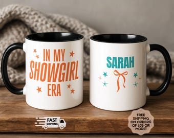 In My Showgirl Era Mug, Trendy Coffee Cup With Color Handle, Showgirl Gift, Vegas Bachelorette Mug, Showgirl Era Drinkware, Personalized Mug