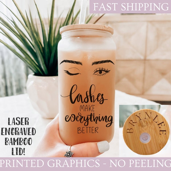 Personalized Lash Tech Glass Tumbler, Esthetician gift, Beautician Gift, Lash Artist, Lash Gift, Lash Tech Gift,16oz  25oz Libbey Ice Coffee