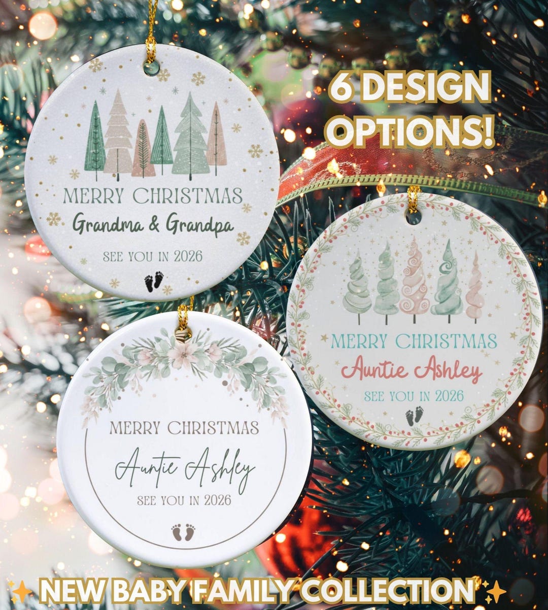 Personalized Aunt & Uncle Ornament – Merry Christmas 2026 Baby ...