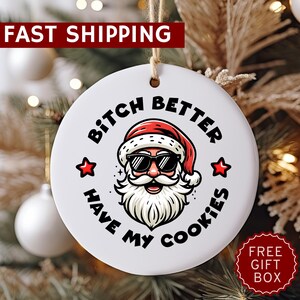 Funny Naughty Santa Christmas Ornament, Gag Gift, Funny Ornament, Tree Decor, Christmas Gift, Adult Gift, Inappropriate Gift, White Elephant