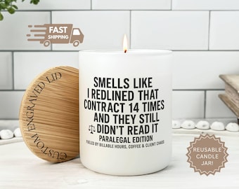 Paralegal Candle, Funny Law Office Gift, Redlined It 14 Times Candle, Legal Assistant Gift, Attorney Staff Appreciation