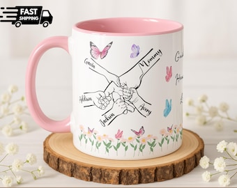Custom Hand Holding Mug, Guiding Hand of Love, Mothers Day Mug, Gift for Grandma for Mothers Day, Custom Mothers Day Gift, Custom Nana Gift