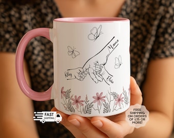 Mug For Mom, Mama's Holding Hands Hand Mug, Personalized Gift For Mom Mug, Christmas Mother's Day Gift For Mom, Birthday Gift For Mom, Mug