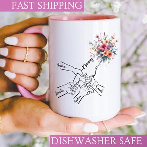 Custom Hand Holding Mug, Mothers Day Mug, Gift for Grandma for Mothers Day, Custom Mothers Day Gift, Custom Nana Gift, Grandkids Name Mug