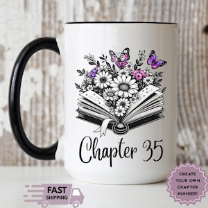 Personalized Chapter 35 Coffee Mug, 35th Birthday Gift, Librarian Birthday Cup, Custom 35th Birthday Travel Mug, Book Lover Birthday Gift