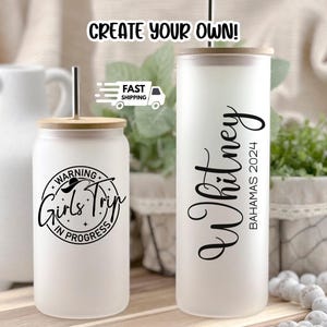 Personalized Beach Vacation Tumbler, Custom Girls Trip Tumbler Cup with Name, Family Summer Beach Vacation Trip, Girls Vacation Tumbler Gift
