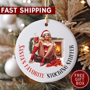 Naughty Sexy Santa Funny Christmas Ornament, Gag Gift, Funny Ornament, Tree Decor, Funny Christmas Gift, Adult Gift, Inappropriate Gift