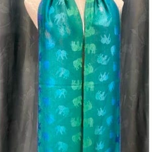 Colorful Elephant Pattern Scarf Vibrant Rainbow Design Shawl Wrap Gift Stylish