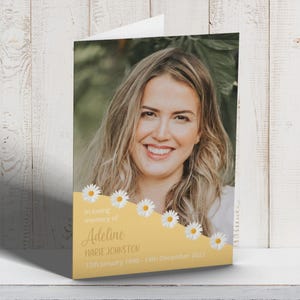 Editable Daisy Memorial Program Template - Digital Download Printable Funeral Card