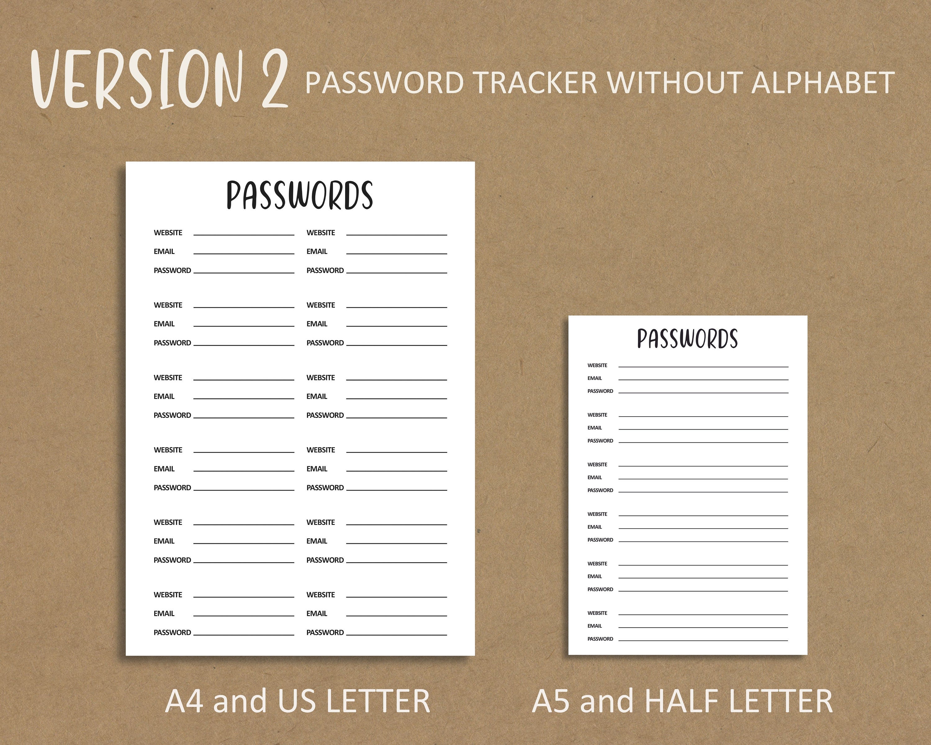 Password Protection Reminders Password Tracker Template – Printable Password Tracker – Password ...