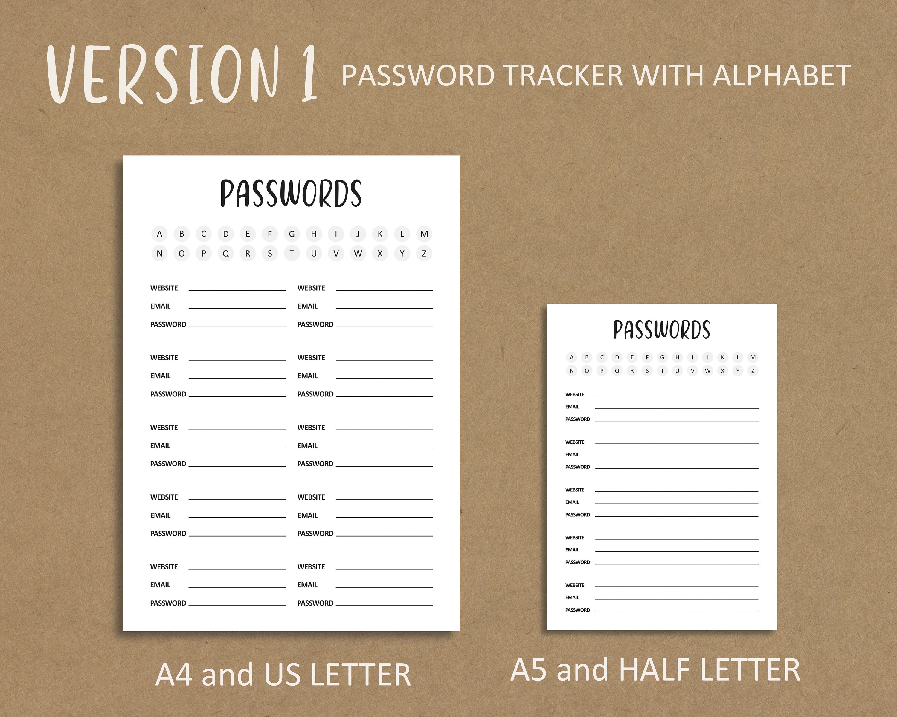 Password Reminder Examples Password Tracker Template – Printable Password Tracker – Password ...