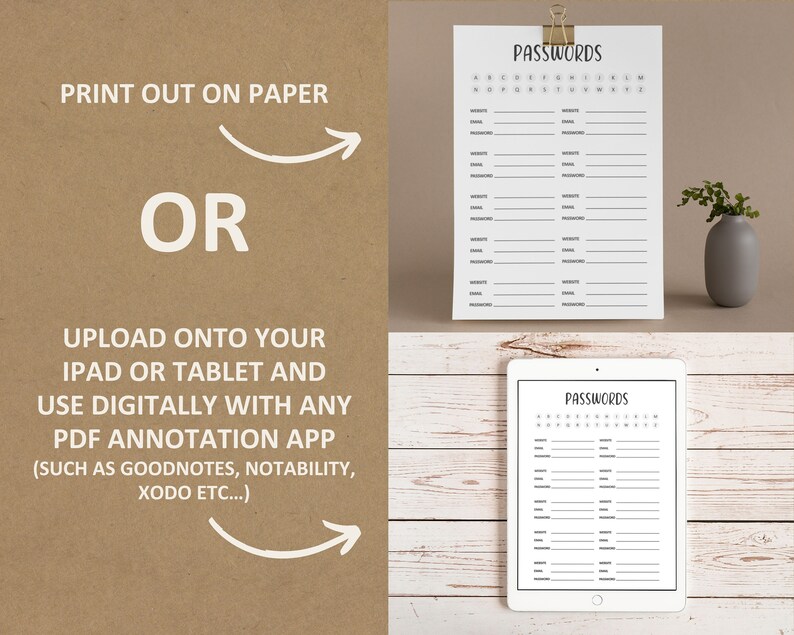 Password Protection Reminders Password Tracker Template – Printable Password Tracker – Password ...