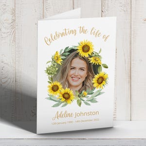 Editable Circle of Sunflowers Funeral Program Template – Digital Download Printable Funeral Card