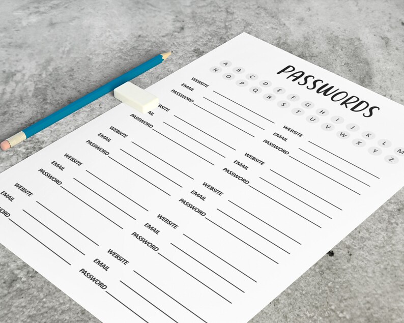 Password Protection Reminders Password Tracker Template – Printable Password Tracker – Password ...