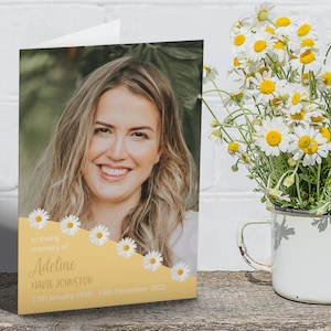 Editable Daisy Memorial Program Template - Digital Download Printable Funeral Card