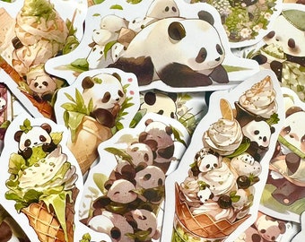 5 à 60 autocollants panda mignons, cadeau drôle kawaii, lot d'autocollants imperméables pour téléphone, ordinateur portable, bagage, bouteille d'eau, planche à roulettes