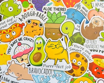 5-50 Funny Pun Sticker Pack, Affirmation Stickers, Aesthetic Vinyl Waterproof Stickers for Water Bottle Laptop, Children Motivation Gift