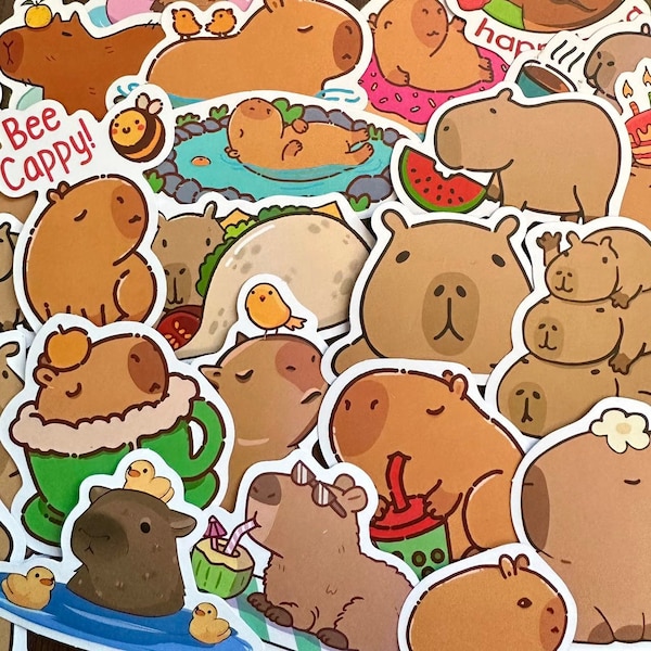 5-50pcs Cute Capybara Stickers (2) Kawaii Funny Gift Waterproof Sticker Pack Decals For Phone, Laptop, Luggage, Water Bottle, Skateboard
