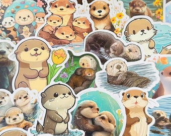 Cute Otter Stickers, Waterproof Sticker Pack for Laptops, Skateboards, Phones, Rewards, Water Bottles, Bikes, Luggage, Travel