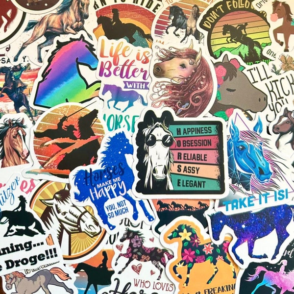 Horse Stickers, Kawaii Funny Gift Waterproof Sticker Pack Decals For Phone, Laptop, Luggage, Water Bottle, Skateboard