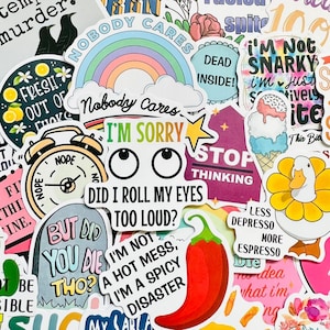 5-50pcs Sarcasm Quote Sticker Pack, Adult Funny Jokes Stickers, Aesthetic Vinyl Waterproof Stickers for Laptop Phone Skateboard Luggage image 1