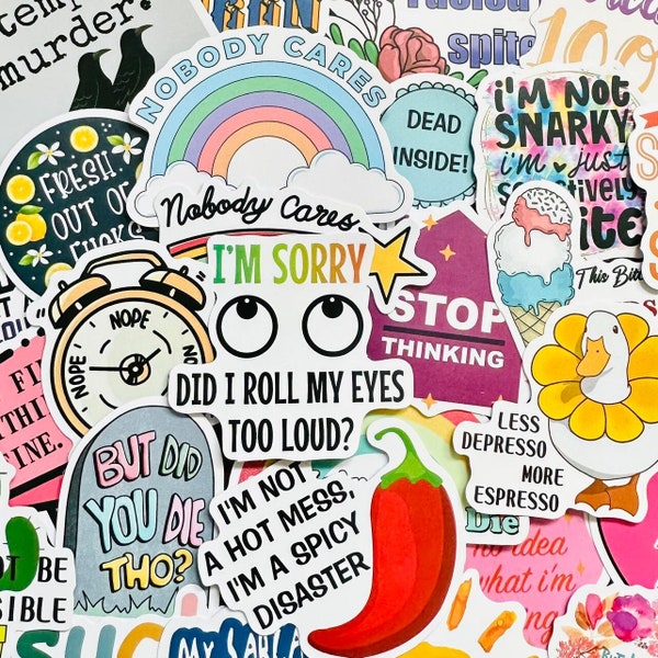 5-50pcs Sarcasm Quote Sticker Pack, Adult Funny Jokes Stickers, Aesthetic Vinyl Waterproof Stickers for Laptop Phone Skateboard Luggage