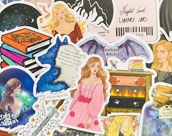 ACOTAR-stickers, leesachtig stickerpakket, Kindle-stickers (The Night Court, Sarah J Maas, Spring Court)