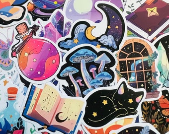 5-50 pack Wizard Stickers (5) Assorted Enchanting Sticker Pack Gift Magical Witch Stickers Bullet Journal Scrapbook Waterproof