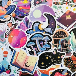 5-50 pack Wizard Stickers (5) Assorted Enchanting Sticker Pack Gift Magical Witch Stickers Bullet Journal Scrapbook Waterproof