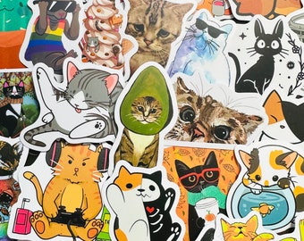 5-50st Meme Cat Stickers (2) Kawaii Grappig Cadeau Waterdichte Stickers Stickers voor motorfiets, laptop, bagage, waterfles, skateboard