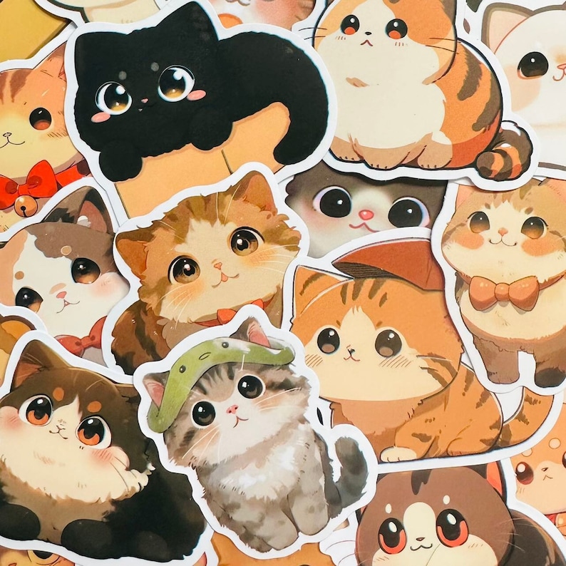 5-50pcs Meme Cat Stickers 3 Kawaii Funny Gift Waterproof Cute Stickers Decals For Motorcycle, Laptop, Luggage, Water Bottle, Skateboard zdjęcie 1