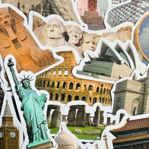 5-65pcs World Famous Buildings Stickers Aesthetic City Landmark Decals Decoration on Phone Suitcase Laptop Luggage image 1