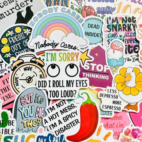 Adult Funny Jokes Stickers, Sarcasm Quote Sticker Pack, Aesthetic Vinyl Waterproof, Laptop Phone Luggage