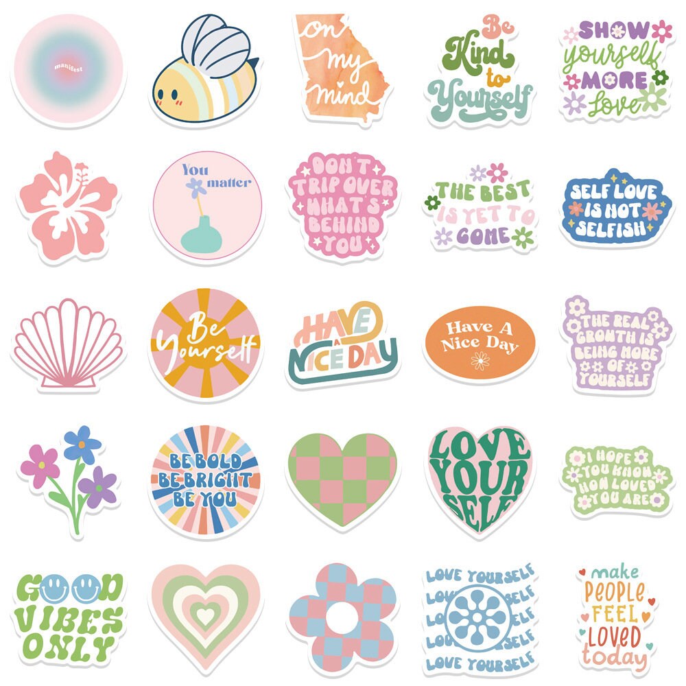 50 Motivational Quote Stickers (1), Positivity Message, Cute Danish ...
