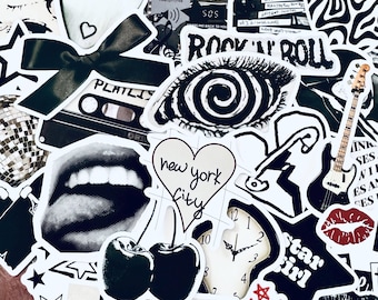 50 Black & White Downtown Girly Aesthetic Coquette Stickers, The Pinterest Girl Sticker Pack, Planner, Laptop Stickers