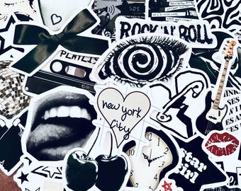 Stickers Déco Minimalistes Noir Et Blanc | Lot De 61 Autocollants Vinyle | Pour Ordinateur, Skate, Téléphone | Imperméable, Facile à Coller | Idée Cadeau Ado