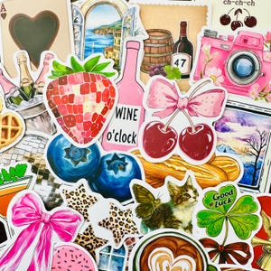 50 Aesthetic Pinterest Stickers (3) Girly Coquette Sticker Pack, Kindle Stickers, Waterproof Sticker Set, Laptop Stickers