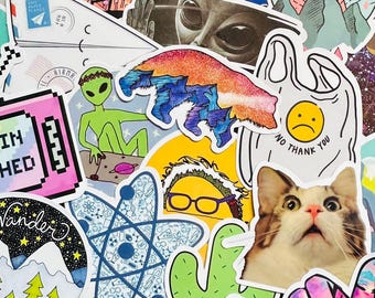 50 Cool Mixed Colors Stickers (4) Lot Fun Pack Skateboard Laptop Car Decals, Waterproof Sticker Pack