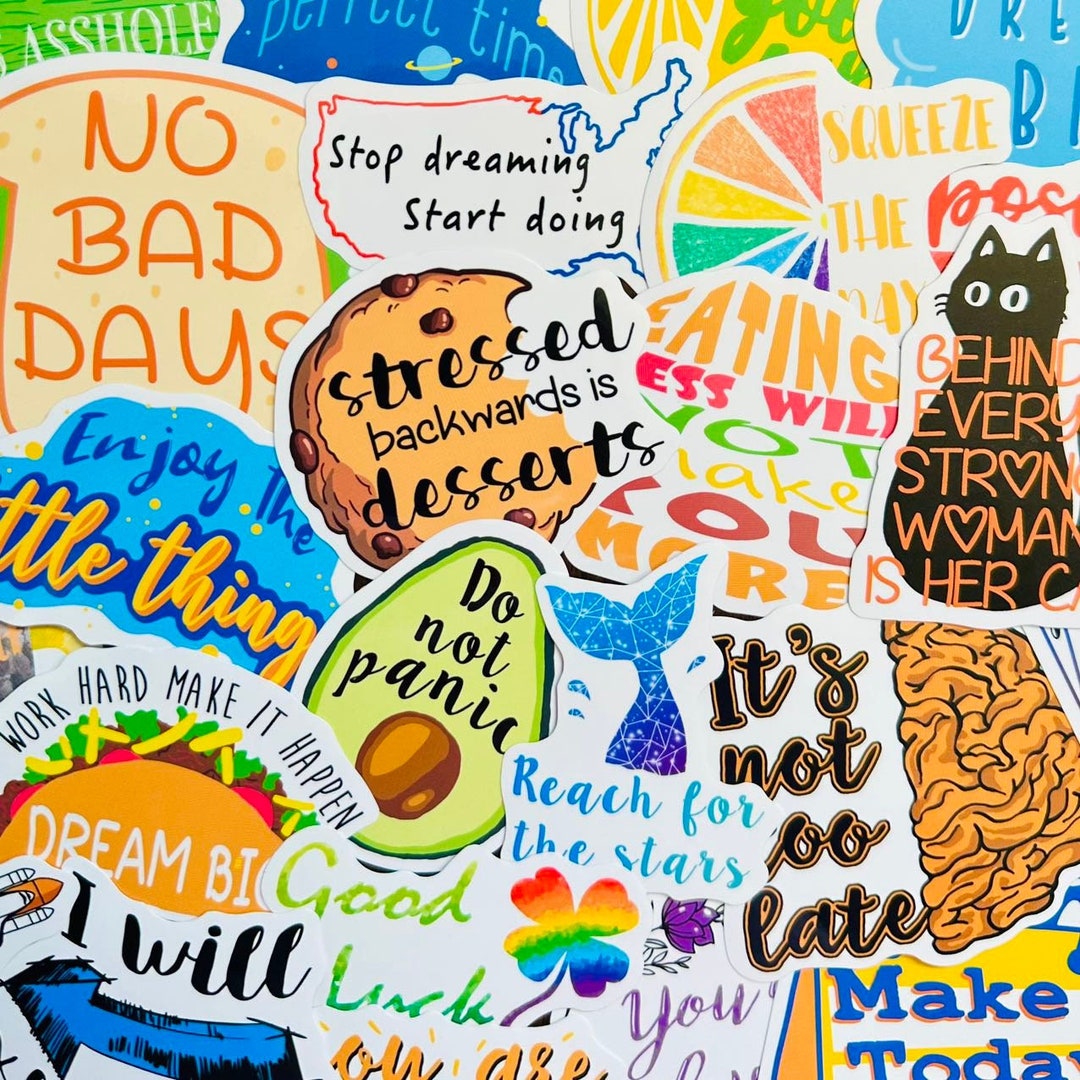 Quotes Sticker Motivational Quote Stickers 3 Positivity Message, Cute Danish Pastel ...
