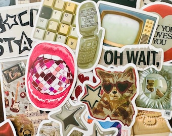 50 Downtown Girly Stickers (4), The Pinterest Girl Aesthetic Coquette Sticker Pack, Kindle Stickers, Phone, Laptop Stickers
