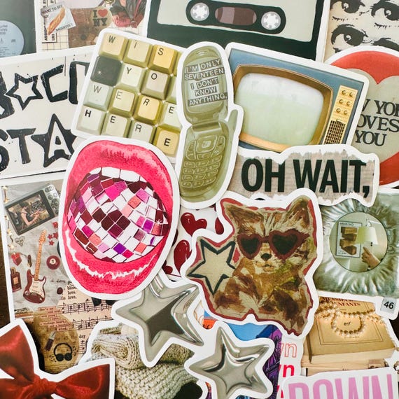 50 Downtown Girly Stickers (4), The Pinterest Girl Aesthetic Coquette Sticker Pack, Kindle Stickers, Phone, Laptop Stickers